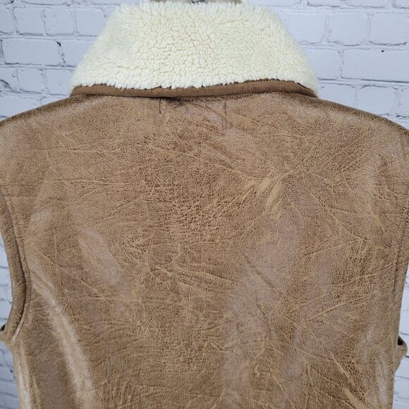 Lauren Ralph Lauren Brown Soft Shell Faux Fur Lined Full Zip Vest Jacket Size XL - Picture 8 of 12